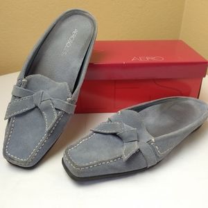 Aerosoles Marine Bio Light Blue Suede Slide Mule Shoes 7.5B